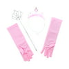 Pretend Play Dress Up Mozlly Pink Royal Princess Marabou Tiara Wand and Gloves Set (4pc Set)