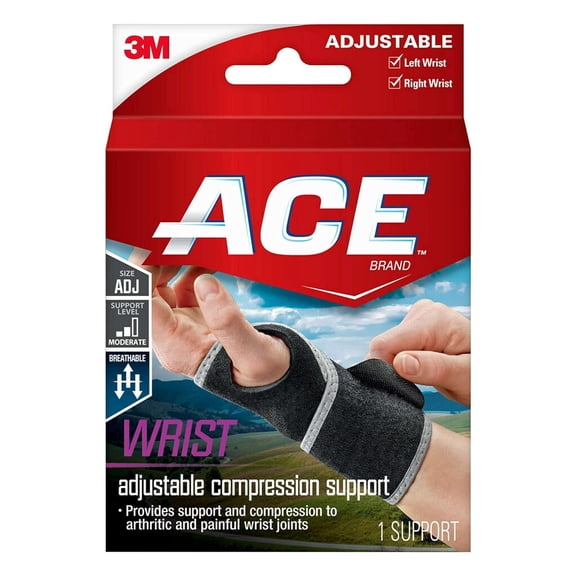 ACE Brand Adjustable Compression Wrist Support One Size #3966, 1 Ea