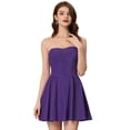 thumbnail image 1 of Disfraz de navidad Fiesde las mujeres sin tirantes con cremalleexpuessólido mini vestido de tubo acampanado PúrpuXL, 1 of 6