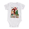 thumbnail image 1 of WEAIXIMIUNGChristmas Garçons Filles Manches Courtes Combinaison à Imprimé de Lettres de Noël Justaucorps Vêtements d'Automne 12-18 Mois, 1 of 5