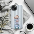 thumbnail image 6 of Love Like Jesus Curious Monkey Phone Case, Cute Brushing Teeth Cartoon iPhone Cover Blue Striped Pattern for iPhone 17 16 15 14 13 12 11 Plus Pro Max Mini, 6 of 6