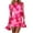 Hot Pink, variant on Women's Floral Embroidered Sexy Bodycon Cocktail Dresses - Mesh Bell Long Sleeve Evening Party Club Mini Dress