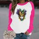 thumbnail image 4 of Xuyuer Mardi Gras Shirts for Women Shirt Funny Mask Graphic Tee Carnival Long Sleeve Shirt V Neck Top, 4 of 6