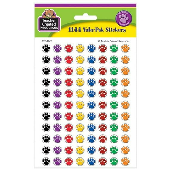 Teacher Created Resources  Colorful Paw Prints Mini Stickers Value Pack - Pack of 6