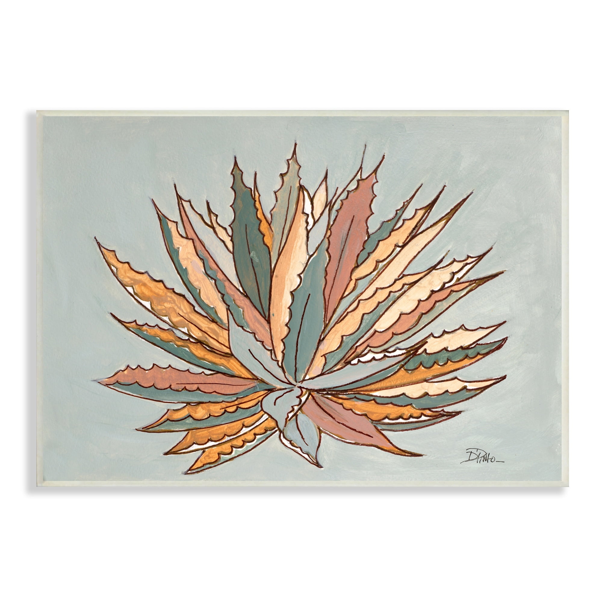Stupell Industries Desert Boho Cactus Modern Agave Plant Painting, 19 x 13,Design by Patricia Pinto