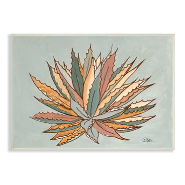 Stupell Industries Desert Boho Cactus Modern Agave Plant Painting, 15 x 10,Design by Patricia Pinto