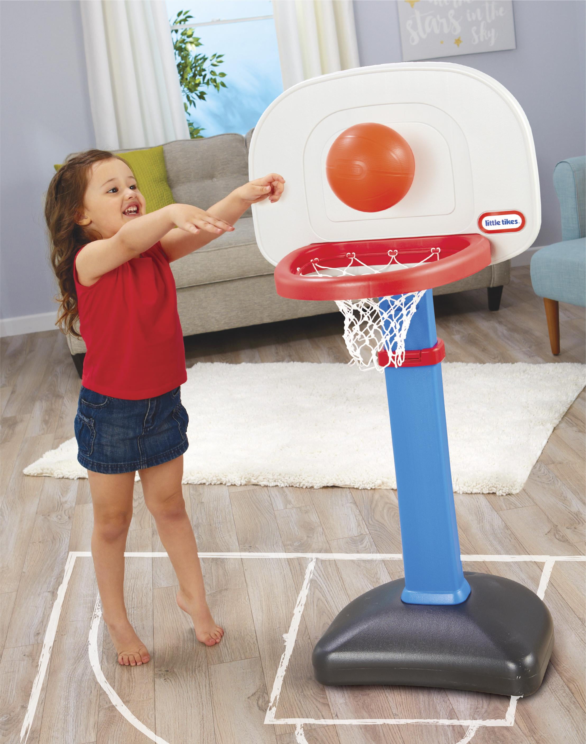 Little Tikes TotSports Easy Score Toy Basketball Hoop with Ball, Height Adjustable, Indoor Outdoor Backyard Toy Sports Play Set For Kids Girls Boys Ages 18 months to 5 Year Old, Blue - 1