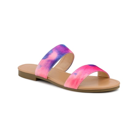 

Allegra K Women s Sandals Tie Dye Dual Straps Slip on Slides Sandals
