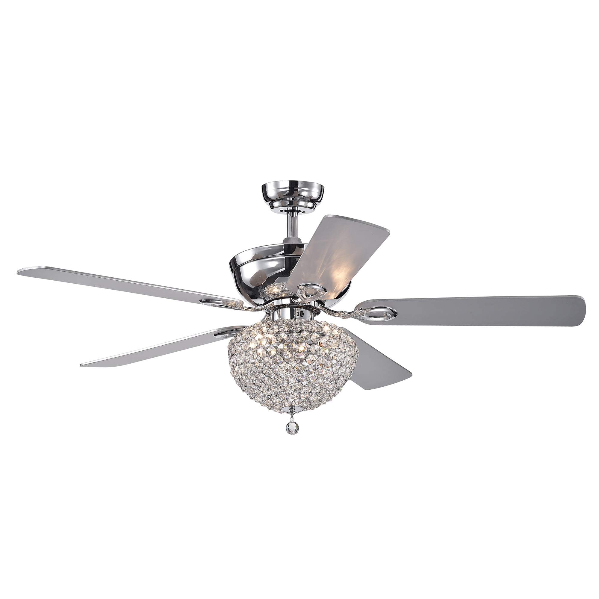 Swarna Chrome 5 Blade 52 Inch Lighted Ceiling Fan With Crystal