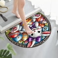 thumbnail image 5 of Half Round Door Flower Bunny Flower Egg Mat Half Moon Rug Washable Durable Semi Circle Carpet Floor mats for Indoor Outdoor Bathroom Kitchen Patio Hearth Rug Laundry Room Home Decoration, 5 of 5