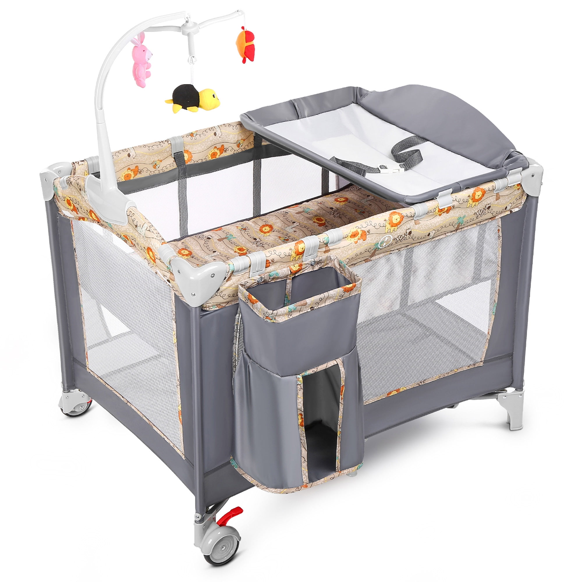 Topbuy 3 in 1 Convertible Baby Playards Portable Baby Playpen with 