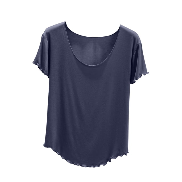 Tops Cortos para Mujeres Cuello Redondo Sólido Mangas de Encaje Manga Corta, Top Casual para Verano Y Primavera