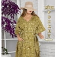 thumbnail image 2 of LA LEELA Women's Summer Batik Caftan Long Loungewear Dashiki House Dress with Pockets Sleepwear for Women Nightgown 1X-2X Gold, Leaves, 2 of 5
