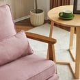 thumbnail image 5 of Zimtown Arm Chair, Modern Walnut Oak Accent Chair, Upholstered Cotton Linen Single Chair, Peach Pink, 5 of 7