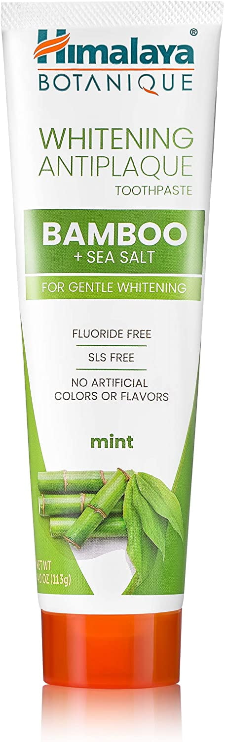 Himalaya Whitening Antiplaque Toothpaste with Bamboo + Sea Salt for Gentle Whitening, 4 oz
