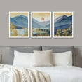 thumbnail image 3 of PixonSign Framed Canvas Print Wall Art Set - Abstract Mountain and Gold Floral Landscape Posters - Set of 3 Watercolor Farmhouse Decor Boho Vintage Wall Décor for Living Room - 8"x10" White, 3 of 5