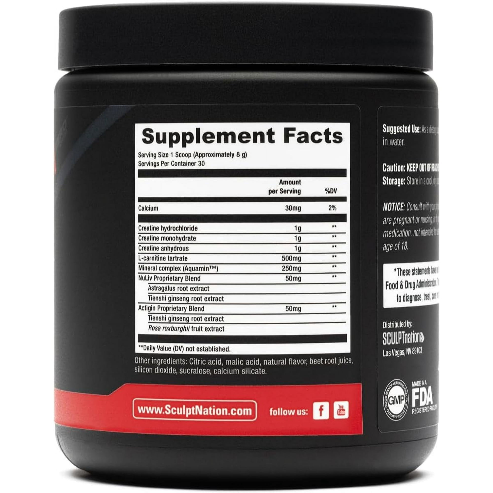 Sculpt Nation by V Shred Post Workout Creatine Complex Powder with Amino Acids, Fruit Punch, 30 Servings