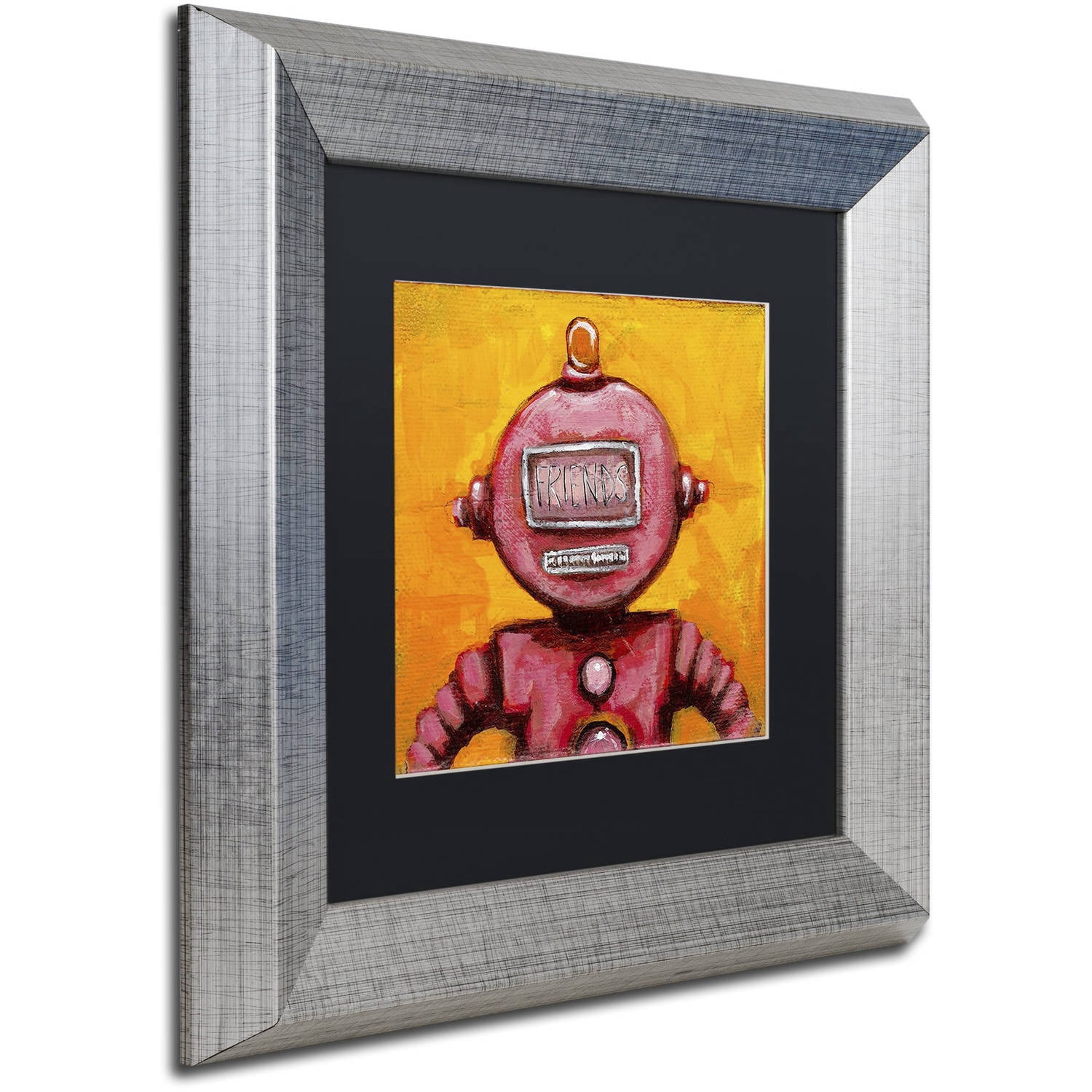 Trademark Fine Art 'Weebot-Friends' Canvas Art by Craig Snodgrass, Black Matte, Silver Frame