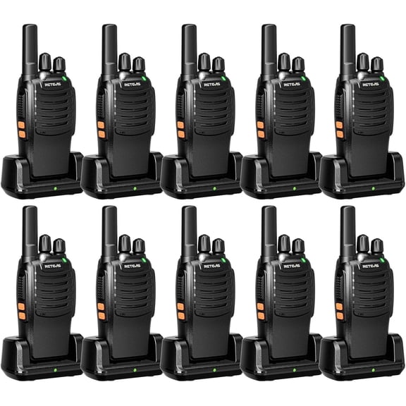 Retevis H-777 2 Way Radios, Walkie Talkies for Adults, Rechargeable Long Range Two Way Radio, Shock Resistant, Short Antenna for Business Education(10 Pack)