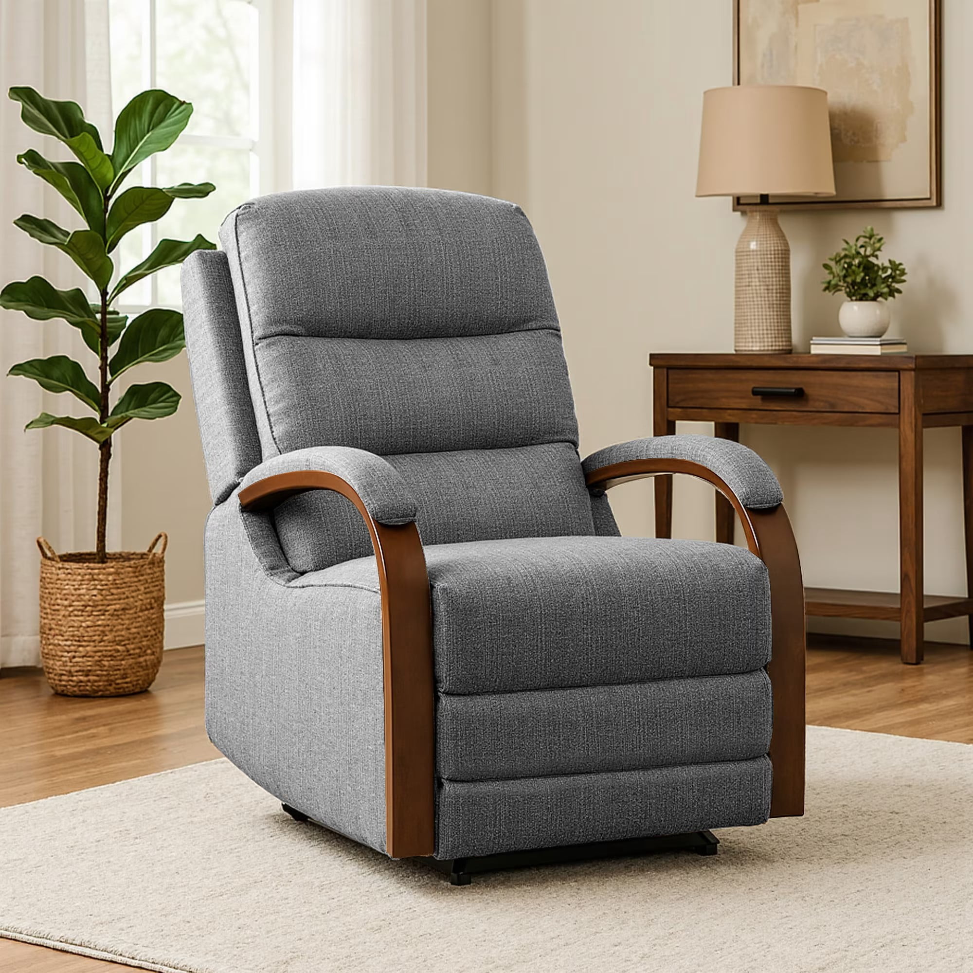 Avobird Power Lift Recliner Chair with Massage & Heat, Egyptian Suede Massage Chair, Side Pockets/Dual Motor Electric/Elderly-friendly, Charcoal Gray