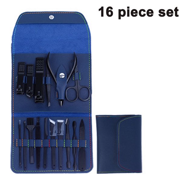 Dinheiro Set de Manicura Cortaúñas Kit de Pedicura 16 Piezas Cortaúñas de Acero Inoxidable Herramientas de Cuidado Kits de Aseo Profesional con Estuche de Viaje para Mujeres y Hombres