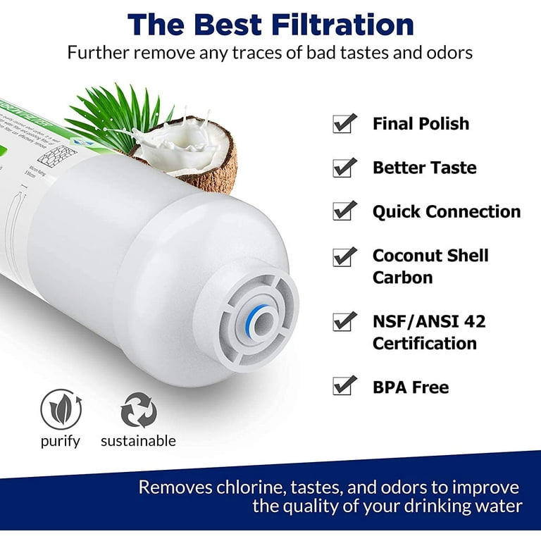 Inline Water Filter, Membrane Solutions 10 inch x 2 inch with 1/4 inch Quick-Connect Water Filter Replacement Cartridge Inline Filter for Refrigerator