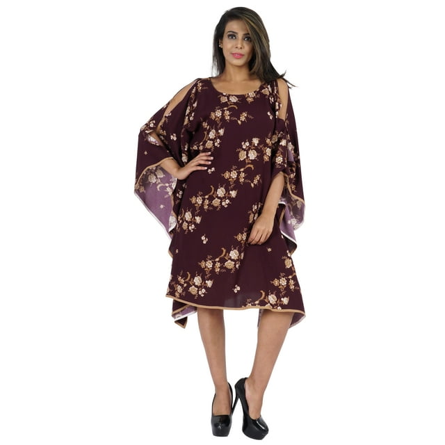 Moomaya Caftan à Épaules Dénudées Imprimé, Paréo pour Femmes, Robe d'Été, Robe Caftan