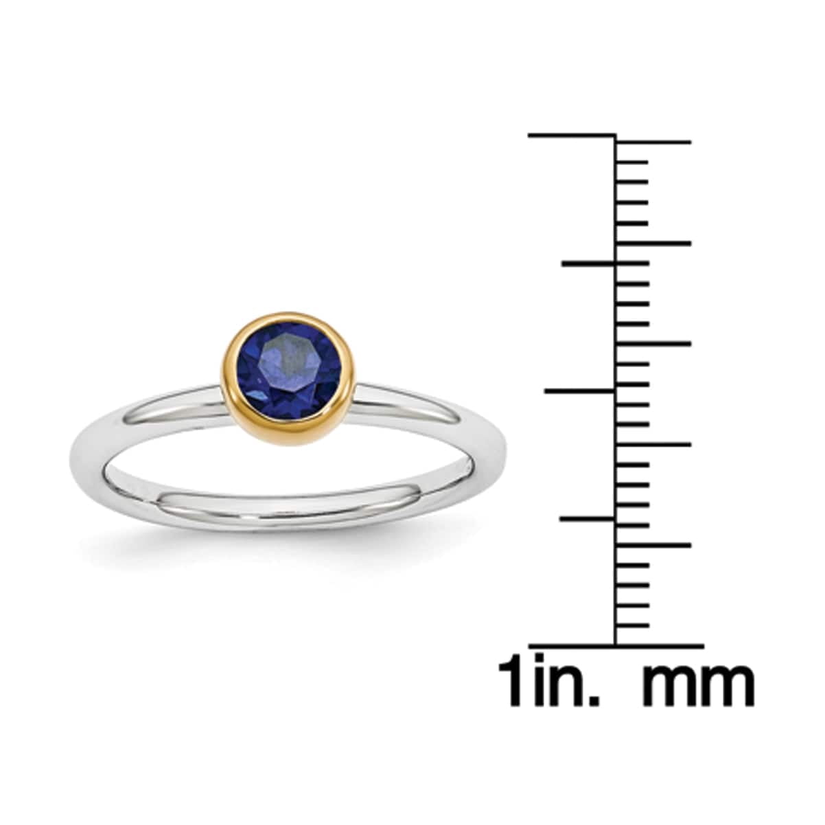 Created Sapphire Sterling Silver with Gold-Plate Ring