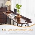 thumbnail image 5 of Ktaxon Mid-Century Modern 82-inches Bar table, Long Pub Table with Curved Metal Frame, Rustic Brown Counter Height Desk for Dining Room, Kitchen, Bar, Brown, 5 of 10