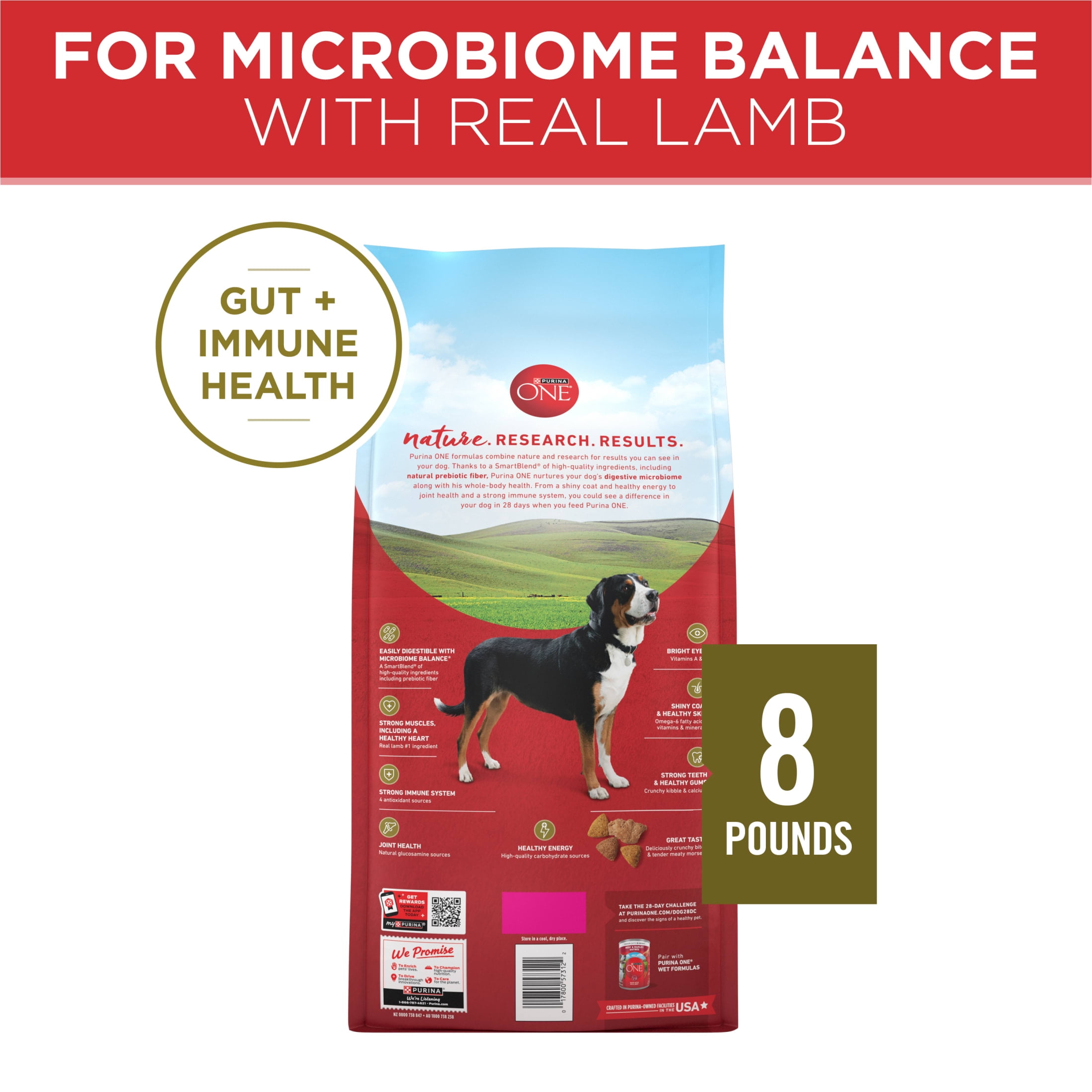 輸入ドッグフードPurina ONE Dry Dog Food Lamb and Rice Formula Purina ONE Dry Dog Food Lamb and Rice Formula 8 lb Bag with Real