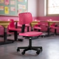 thumbnail image 3 of Homy Casa Small Adjustable Kids Desk Chair with Swivel Wheels, Pink Plastic Seat and Backrest, 3 of 7