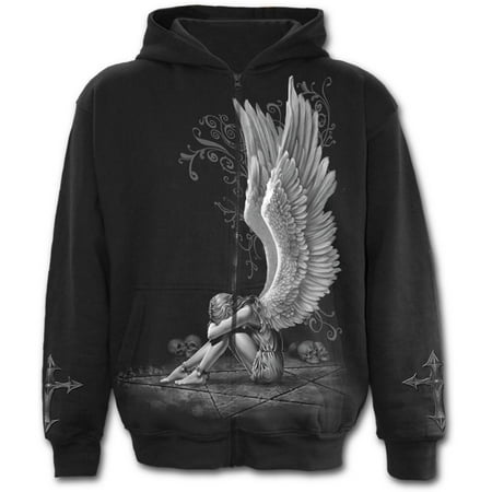 Honda Zip Hoody - Spiral Direct ENSLAVED ANGEL Fleece Full Zip Hoody BlackAngel |Pentagram |Skulls