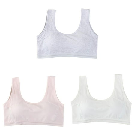 LUOGENLI 3 Pack Girl Bras Comfortable 38 G Kids Girls Underwear Foam Bra Vest Children Underclothes Sport Undies Clothes Girl Bralette Lace Girl s Bras No Underwire Front Closure M