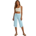 thumbnail image 7 of Nestiefly Womens Capri Pants with Pockets Straight Leg Yoga Capris Leggings Mid-Calf Capris Workout Summer Blue S, 7 of 7