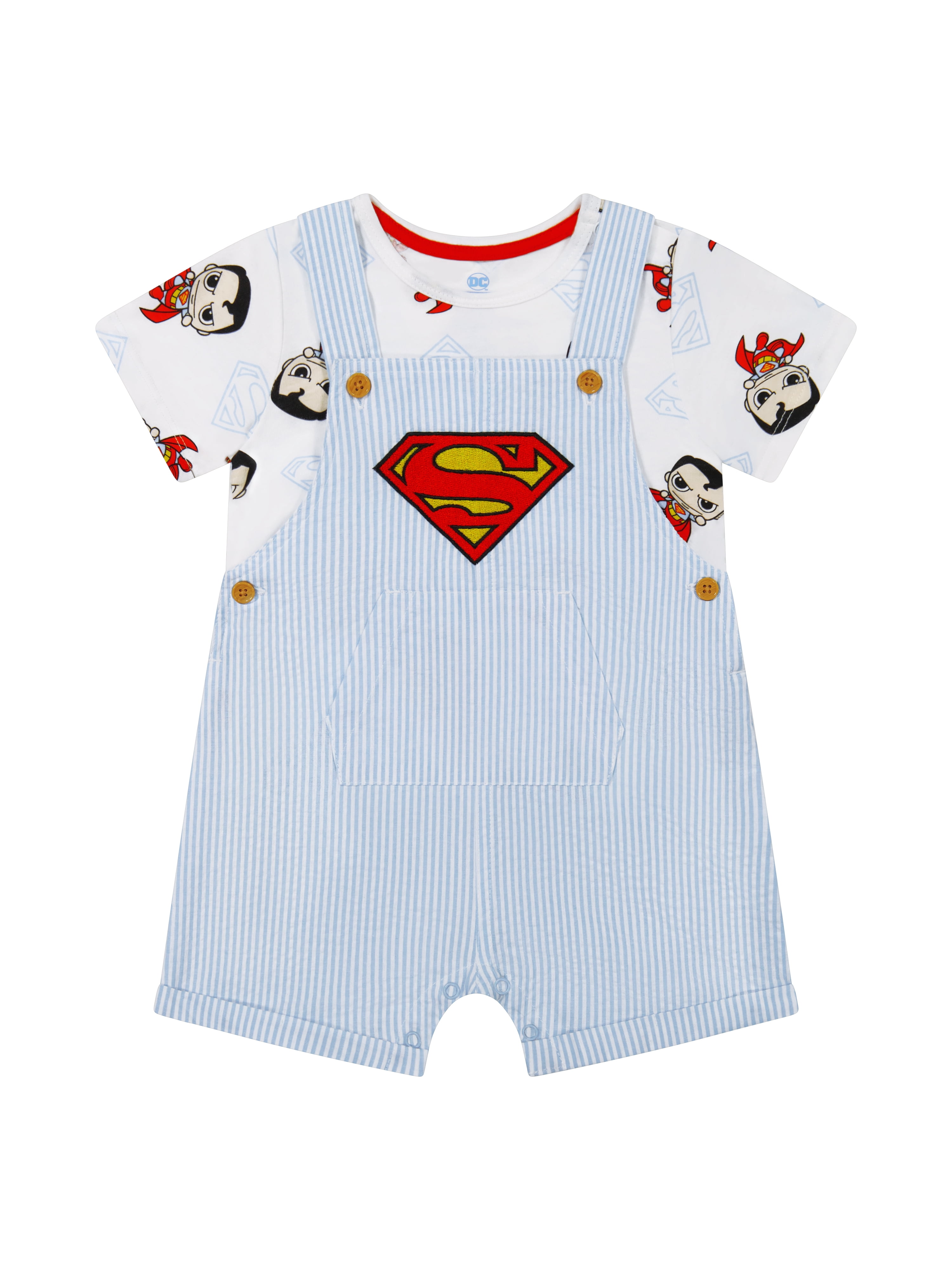 Super Man Baby Boy Shortall Set, Sizes 0/3 Months-24 Months