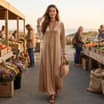 thumbnail image 6 of Women Fall Winter Velvet Scoop Crew Round Neck Maxi Dress Long Sleeve Loose Shift Solid Chic Elegant Casual Everyday Dress S, 6 of 7