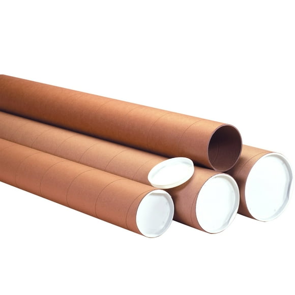 BOX USA BP4030KHD Heavy-Duty Kraft Mailing Tubes, 4" x 30", Kraft (Pack of 12)