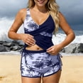 thumbnail image 1 of Trajes de baño para mujer, Trajes de baño para mujer, Traje de baño bikini con estampado hawaiano, sin espalda y tirantes, Traje de baño bikini con bloques de color y hombros descubiertos, Traje de ba, 1 of 6