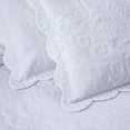 thumbnail image 3 of Chezmoi Collection Betsy 3-Piece White Oversized Queen Quilt Set, Lightweight Microfiber Paisley Medallion Quilted Bedspread Coverlet Queen Size, 3 of 12