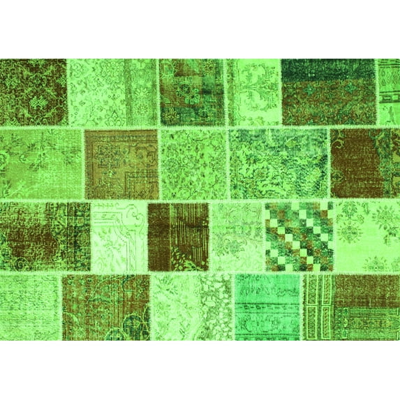 Ahgly Company Indoor Rectangle Patchwork Green Transitional Area Rugs, 5' x 8'