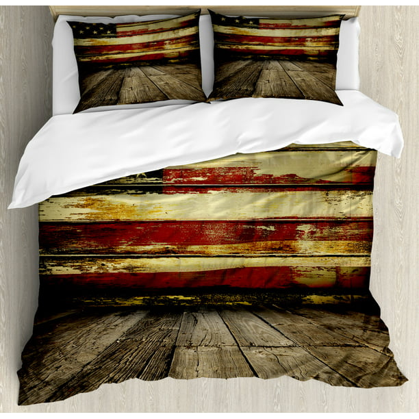 United States Duvet Cover Set King Size, American Flag Twin Bed Sheets