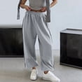 thumbnail image 2 of hlysgo Track Pants for Women Wide Leg High Waisted Baggy Joggers Pant Side Stripe Drawstring Ankle Trousers with Pockets Gray,XL, 2 of 5