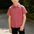 thumbnail image 5 of XuJwPNcy Little Boys Button Down Shirts Short Sleeve Comfy Plaid Tops Infant Collar T-Shirts Kids Summer Outfits with Pocket, 5 of 7