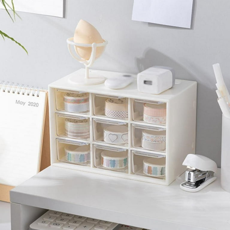 tutata Mini Desk Organizer with Drawers, Office Supplies and Jewelry Storage Case 9 Drawers