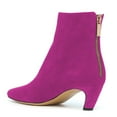 thumbnail image 3 of FSJ Women Comfortable Kitten Low Heel Ankle Boots Pointed Closed Toe Back Zipper Booties Dress Party Casual Shoes Size 12 Deep Pink, 3 of 3
