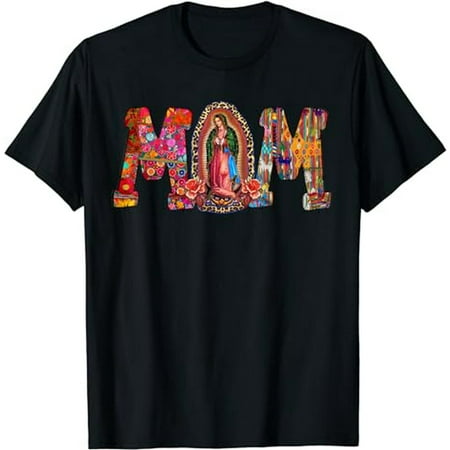Mexican Guadalupe Floral MOM Graphic for Women Short Sleeve T-Shirt