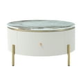 thumbnail image 3 of Table Basse Ronde Moderne avec 2 Grands Tiroirs, Table d'Appoint de Rangement (31,5 Pieds'), 3 of 33