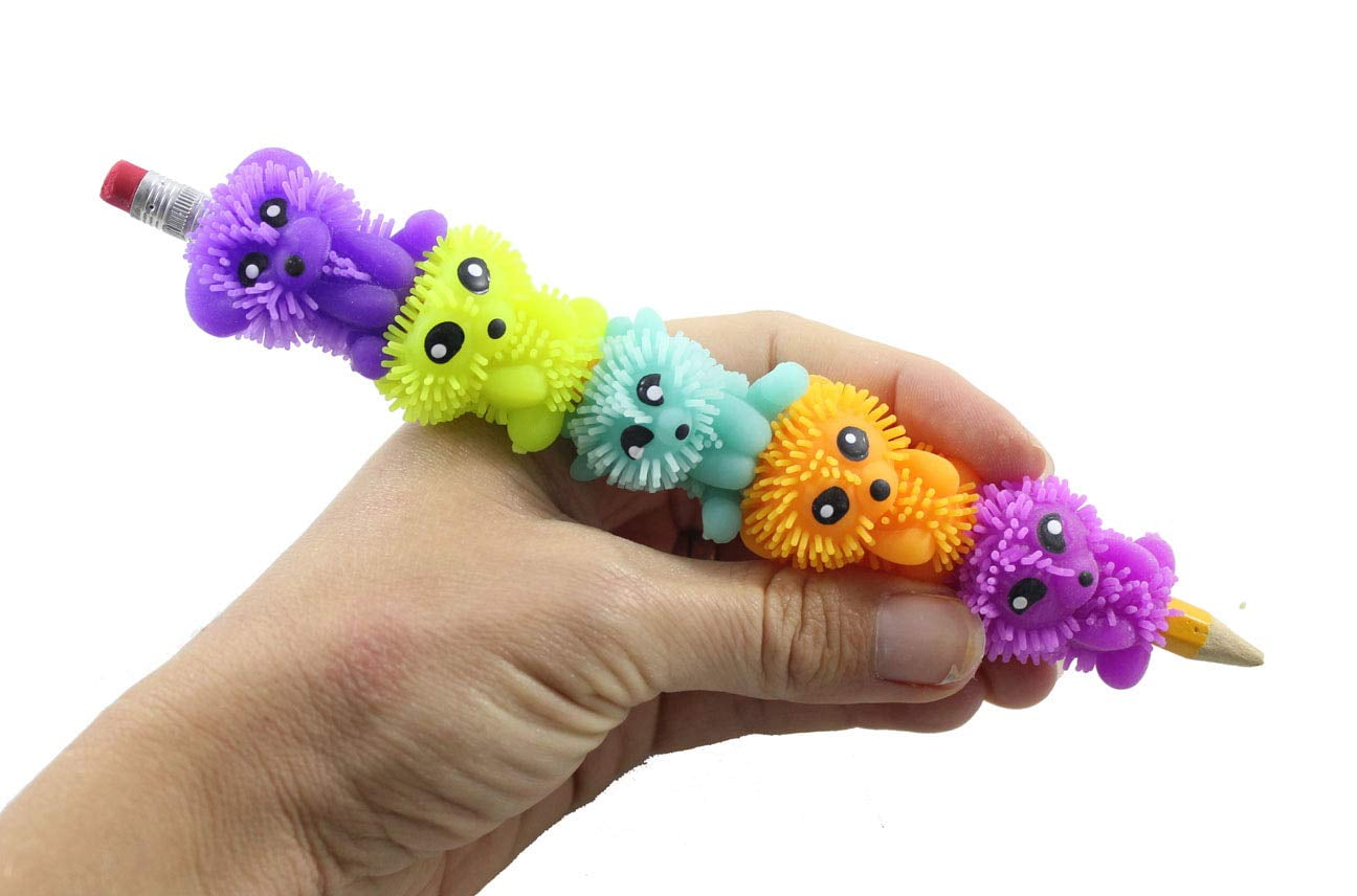 Animal Puffer Pencil - Soft Stretchy Puffer Toy Pencil Grips - Office School Supply - Fun Colorful Pencil