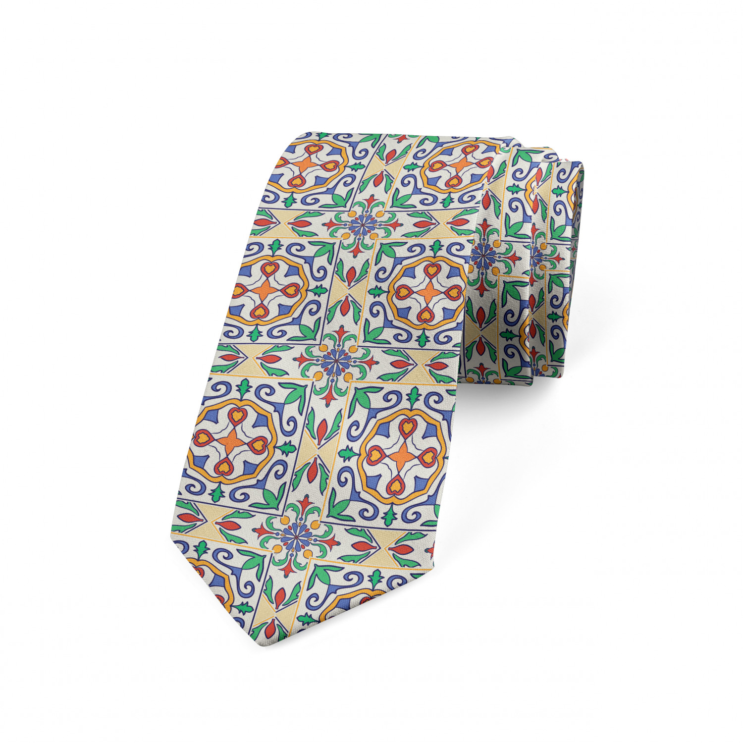 Ambesonne Geometric Necktie, Spanish Ornamental, Dress Tie, 3.7