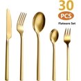 thumbnail image 3 of 30 Pieces Silverware Set with Flatware Organizer, Stainless Steel Cutlery Set for 6, Utensil Sets kitchen with Steak Knives, Rust-proof, Mirror Polished, Dishwasher Safe, Gold, 3 of 7